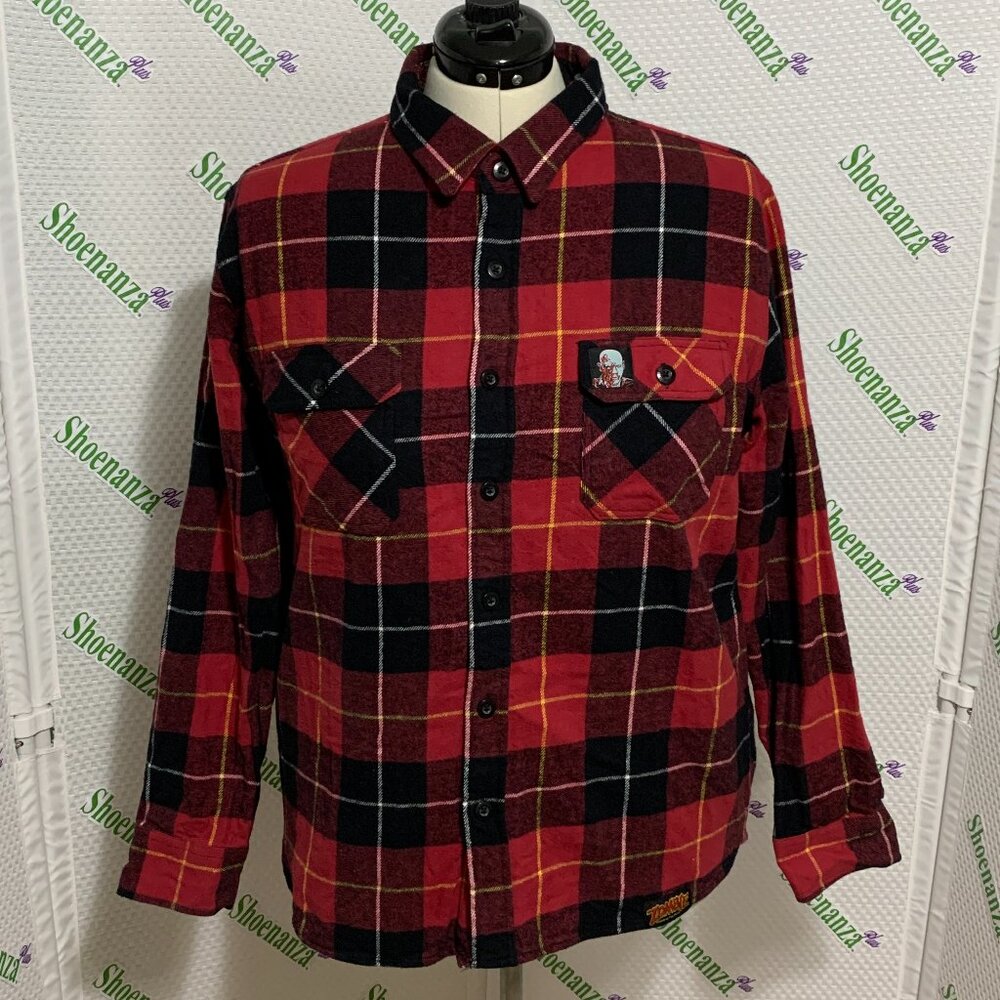 Middle Of Beyond Flannel Shirt Zombie Dawn Of The Dead MOB Plaid Red Mens XL